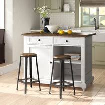 With leaf up, accommodates counter stools. White Island With Stools Wayfair