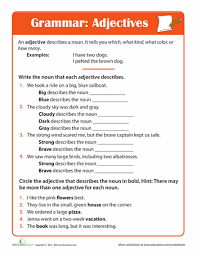 Adjective Practice Worksheet Education Com Adjectives Nouns And Adjectives Adjectives Verbs