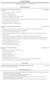 Mechanical Engineering Intern Resume Sample Mintresume
