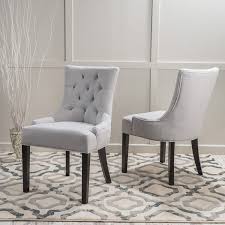 Christopher Knight Home 299538 Hayden Fabric Dining Chairs Set Of 2 Light Gray Tufted Dining Chairs Upholstered Side Chair Dining Chairs