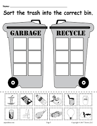 Sorting Trash Earth Day Recycling Worksheets 4 Printable Versions Recycling Activities Earth Day Worksheets Recycling