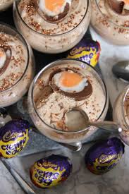 Simple And Easy Three Ingredient Chocolate Mousse Desserts Filled With Creme Eggs And Even More Creme Egg On Top Mousse Dessert Easter Baking Easter Dessert