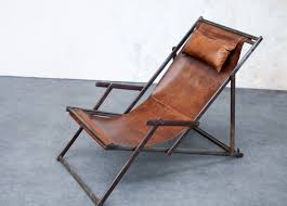 Aged Leather Deck Chair Ideal For Those Spring Summer Evenings Outside Handmade Chair Deck Chairs Chair