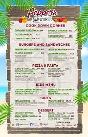 Menu Peppers Bar Grill Grilled Appetizers Stuffed Peppers Jerk Pork