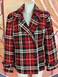 Women S Dress Barn Red Black Plaid Wool Blend Double Breasted Coat Size Xl Dressbarn Doublebreasted Clothes Coat Red And Black Plaid