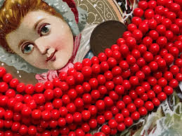 Vintage Cherry Brand, Miriam Haskell Glass Beads 4mm, Japan Opaque Red,  Tiny Red Beads, Opaque Red, Christmas Beads,