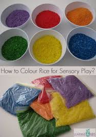 How To Colour Rice For Sensory Play Sensory Play Colored Rice Kids Sensory