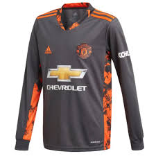 The classic white home kit has been paired with a lovely green and navy striped away shirt with a gold trim. Official Adidas Manchester United Kids Home Goalkeeper Shirt 2020 21