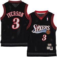 Men's mitchell & ness allen iverson charcoal philadelphia 76ers hardwood classics retired player 2000/01 metal works swingman jersey. Youth Allen Iverson Jersey Philadelphia 76ers Mitchell Ness Throwback Black