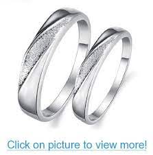 His Hers Matching Set Platinum Plated Couple Ring Wedding Band Set Simple Korean Style Available Siz Anillos Para Novios Anillos De Casados Anillos De Pareja