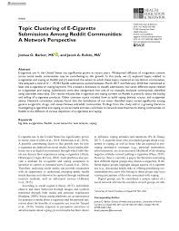 Best vape tanks for flavor. Pdf Topic Clustering Of E Cigarette Submissions Among Reddit Communities A Network Perspective