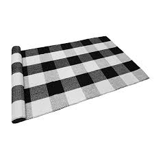 Black And White Buffalo Check Rug Outdoor Ukeler Buffalo Check Rug Black And White Plaid Rugs Cotton Hand Woven Checkered Carpet Washable Braided Kitchen Rugs And Mat Plaid Rug Porch Rug Layered Rugs