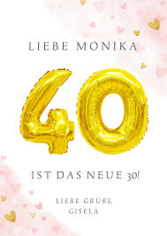 Gluckwunschkarte Zum 40 Geburtstag Rosa Mit Kaartje2go