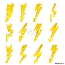 Vector 3d Lightning Icons Vector Set Cartoon Yellow Lightning Isolated Illustration Danger Energy Ico Lightning Cartoon Lightning Photography Lightning Art