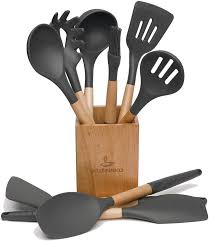 Maybe you would like to learn more about one of these? Buy 10pcs Kitchen Utensil Set With Holder For Non Stick Cookware Silicone Spatula Set With Kitchen Utensil Holder Silicone Kitchen Set Silicone Cooking Utensils For Your Beautiful Kitchen Grey Online In Turkey B07ygt9s9y