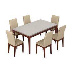 Outfit your dining room with variety and an impressive panache thanks to the roundhill furniture habitanian 6 piece dining table set. Buy Terrene 6 Seater Dining Table Set In Beige Godrej Interio