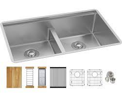 Maybe you would like to learn more about one of these? Elkay Crosstown 16 Gauge Workstation Stainless Steel 31 1 2 X 18 1 2 X 9 Equal Double Bowl Sink Kit With Aqua Divide