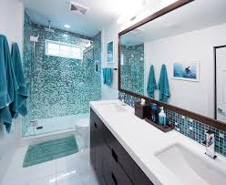 Ideas for remodeling a bathroom with shades of blue! 24 Creative Blue And Green Tiled Bathrooms Best Tiled Bathroom Ideas