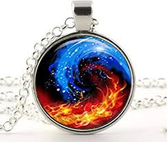 The ice and fire yin yang well is present in the sunset forest. Amazon Com Handmade Yin Yang Fire And Ice Pendant Astrology Necklace Jewelery Charm Pendant Arts Crafts Sewing