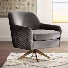 Ames Quilted Gray Velvet Swivel Chair 68t06 Lamps Plus In 2020 Modern Swivel Chair Swivel Chair Single Sofa Chair