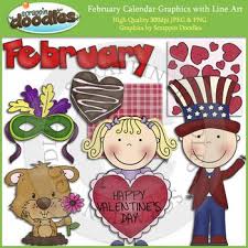 February Calendar Clip Art With Line Art Dibujos