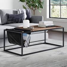 Below, 50 coffee tables organized by style. Amazon Com Nathan James 31401 Felix Modern Coffee Table With Wood Tray Top Vegan Leather Storage And Industrial Matte Steel Rectangle Metal Frame Nutmeg Black Furniture Decor