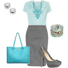 Aqua And Gray By Cs1398 On Polyvore Fashion Career Outfits Work Fashion