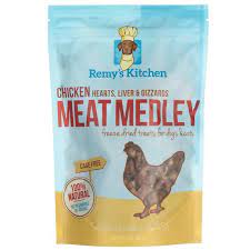 Buy Remy S Kitchen Chicken Hearts Liver Gizzards Meat Medley Freeze Dried Dog Cat Treats 3 Oz Bag At Chewy Com Free Ship Chicken Heart Cat Treats Medley