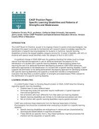 Do you mean you are writing for or against this. Pdf Casp Position Paper Specific Learning Disabilities And Patterns Of Strengths And Weaknesses