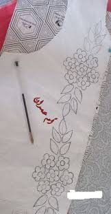 1 تطبيق طرزة مباشرة على جلابة طريقة رسم الرشمة على الثوب للمبتدئين ام عمران bead embroidery patterns flower pattern drawing hand embroidery designs