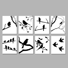 Bird Wall Art Bird Decor Black And White Art Set Of 8 Bird Etsy Bird Prints Black And White Wall Art Black And White Birds