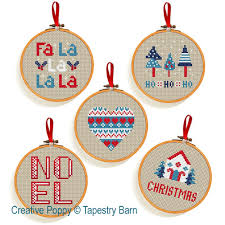 14 aida 134 x 171 stitches size(s): Tapestry Barn Scandi Hoops Mini Ornaments Cross Stitch Pattern