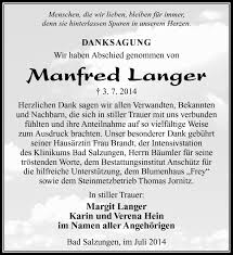 Traueranzeigen von Manfred Langer