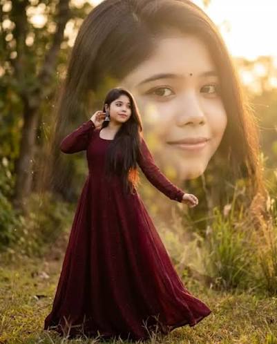 Maroon Anarkali Gown & Double Exposure Forest Portrait