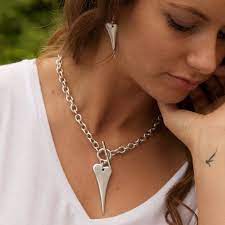 Pointed Heart Chunky T Bar Necklace Bar Necklace Necklace Chunky Necklace