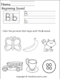 free beginning sounds worksheet letter b free4classrooms