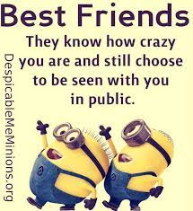 Well it is always great to have a true friend besides you, it feels like he will always look your back Best Friends Minion Quotes Memes