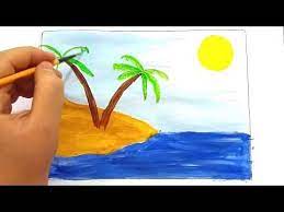 Manzara Resmi Cizimi Kumsal Resmi Cizimi Youtube Manzara Manzara Resimleri Cizim