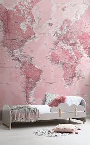 Pink World Map Wallpaper Mural Murals Wallpaper Pink Bedroom Design Pink Wallpaper Bedroom Wallpaper Bedroom