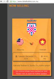 Fuji electric joins aff suzuki cup 2020 as official supporter. Live Tinjauan Jualan Tiket Final Piala Aff 2018 Antara Malaysia Dan Vietnam Tiket Sold Out Zikri Husaini