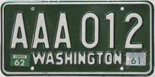 Washington County Coded Passenger Plates 1958 1981