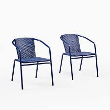 All Weather Wicker Stacking Chair Set Of 2 In 2020 Chair Set Bistro Chairs Wicker Chair