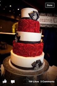 Red White Black Rosette Cake Wedding Wedding Cake Red Beautiful Wedding Cakes