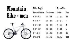 Mountain Bike Size Chart Mens Mountain Bike Mountain Biking Bike