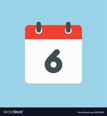 Icon list calendar day date number 6 Royalty Free Vector