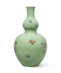 A glass vase will fit in perfectly for a room with a minimalist design. A Large Famille Rose Lime Green Ground Double Gourd Vase