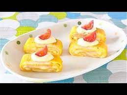 Tamagoyaki Rolled Omelette With Ham And Cheese Centeer And Cherry Tomato Garnish Recipes Food Dishes Cuisine Recipes