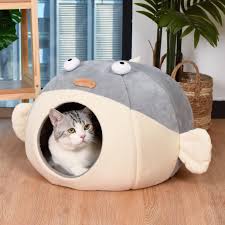 Amazon | 猫ベッド 猫ハウス ドーム型 フグ型 犬小屋 犬 ベ ッド クッション 小型犬 キャットハウス ペット ベッド ふわふわ 暖かい  ペットベッド ペットハウス 寒さ対策 保温防寒 滑り止め ペット寝袋 猫寝床 ウサギ 猫犬小動物用 ペット用品 | イノヤ | ベッド・クッション 通販