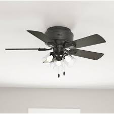 The hunter ceiling fan has 3 blades of oak or chocolate wood, these being reversible. Hunter Fan 42 Crestfield 5 Blade Flush Mount Ceiling Fan With Pull Chain And Light Kit Included Reviews Wayfair