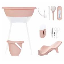 9 tlg bade pflegeset cloud pink babybadewanne windeleimer baby baden